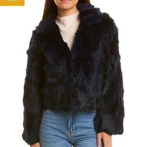 Adrienne Landau Genuine Rabbit Fur Jacket - Black